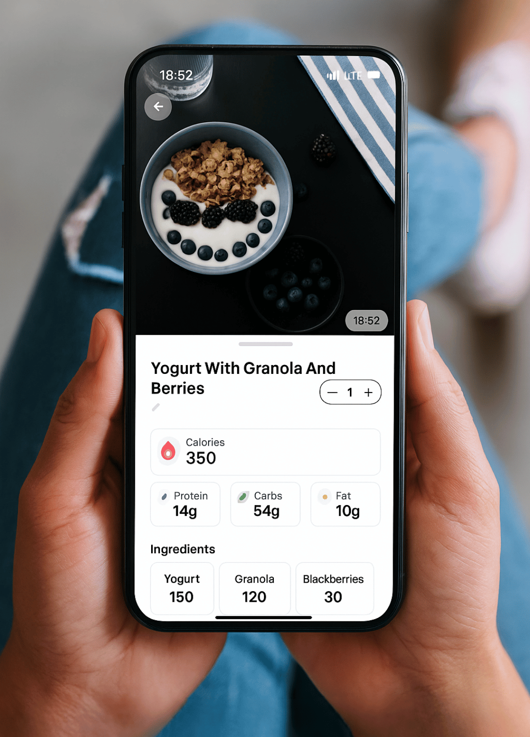 Instant AI calorie & macro analysis result