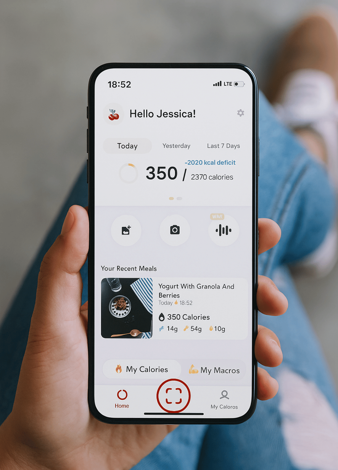 Daily calorie & macro dashboard in CalAI app